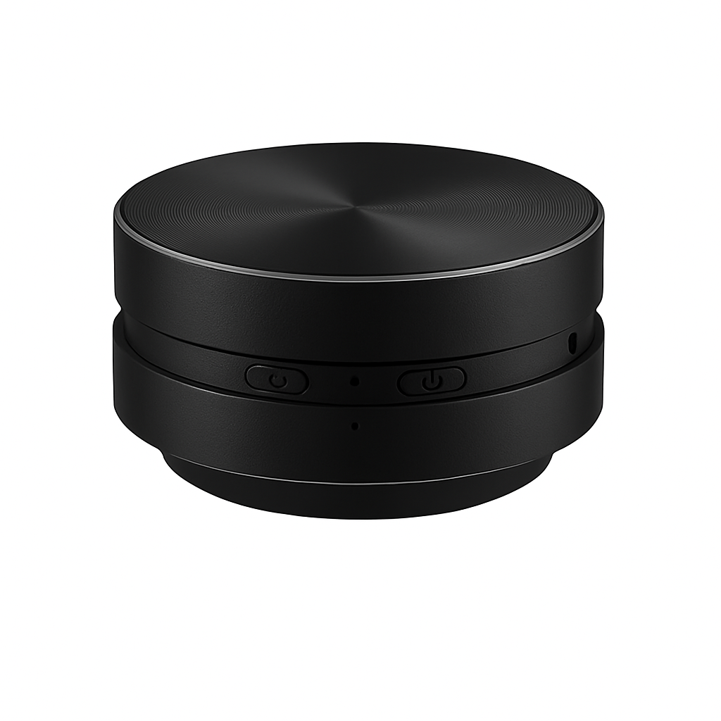 Modspeaker bone conduction speaker in black, pocket-sized aluminium body